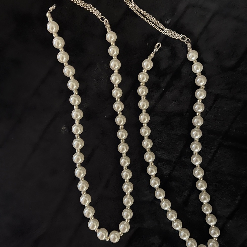 Custom necklace faux pearls. Couples matching prom..